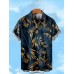 Men's Hawaiian Leaf Print Lapel Short Sleeve Shirt