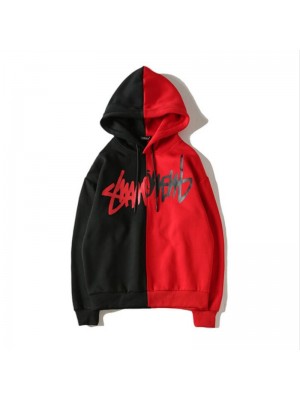 Trendy double color matching loose hoodie for men  HF0115-04-04