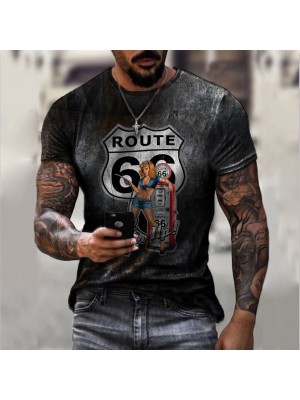 Round neck digital print T-shirt HF2212-01-04