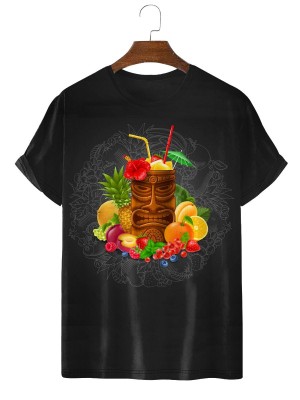 Men's Tiki Cocktail Fruit Short Sleeve T-Shirt