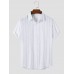 Mens Vertical Striped Button Front Plain Short Sleeve Shirts