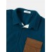 Mens Vintage Patchwork Chest Pocket Short Sleeve Shirts