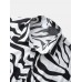 Mens Zebra Print Lapel Button Up Short Sleeve Shirts